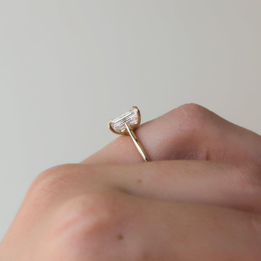 The Lacole Emerald Lab Diamond Moissanite Engagement Ring