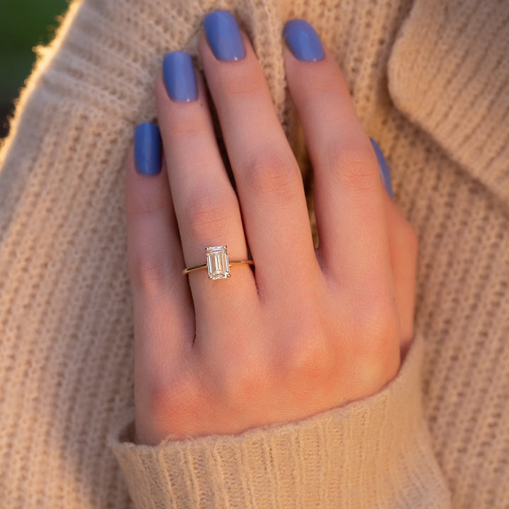 The Lacole Emerald Lab Diamond Moissanite Engagement Ring *Shown with 2 ct #material_gold