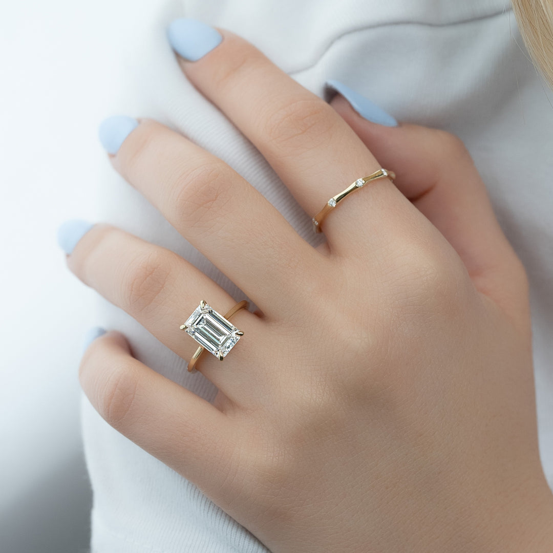 The Lacole Emerald Lab Diamond Moissanite Engagement Ring