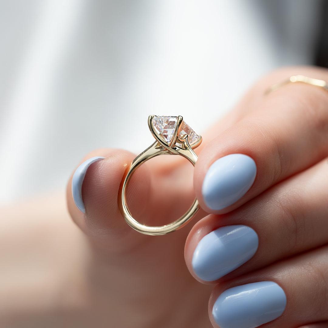 The Lacole Emerald Lab Diamond Moissanite Engagement Ring