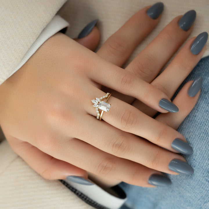 The Lacole Emerald Lab Diamond Moissanite Engagement Ring *Shown with 1.5 ct #material_gold
