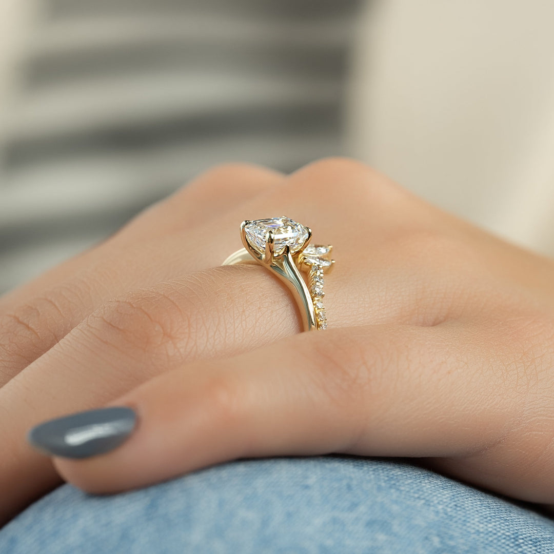 The Lacole Emerald Lab Diamond Moissanite Engagement Ring