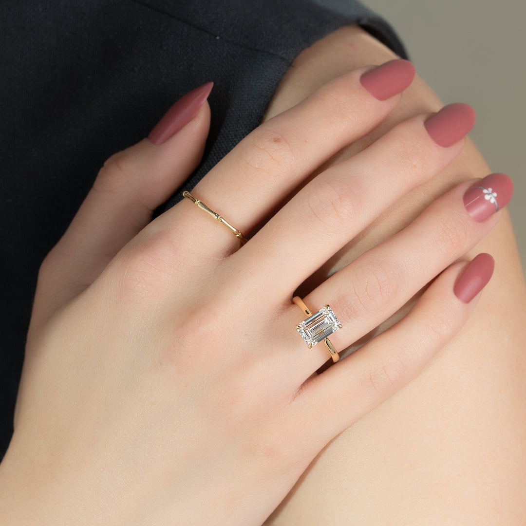 The Lacole Emerald Lab Diamond Moissanite Engagement Ring