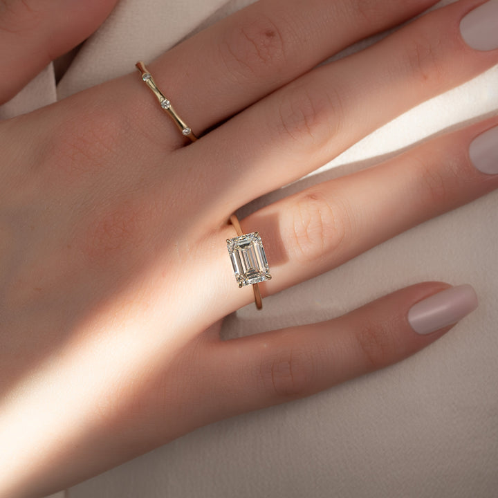 The Lacole Emerald Lab Diamond Moissanite Engagement Ring *Shown with 3 ct #material_gold