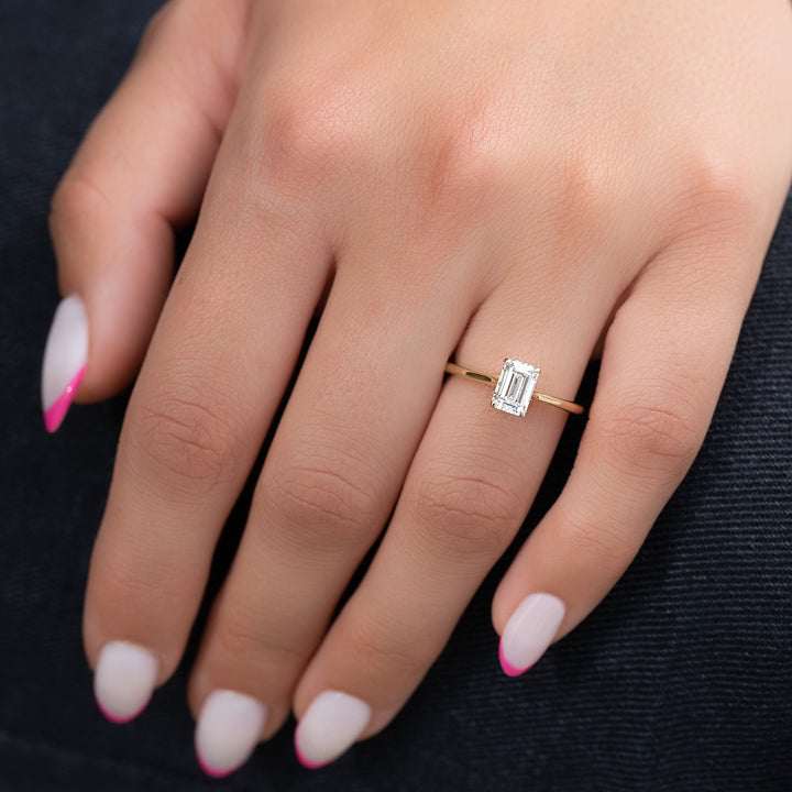 The Lacole Emerald Lab Diamond Moissanite Engagement Ring *Shown with 1 ct #material_gold
