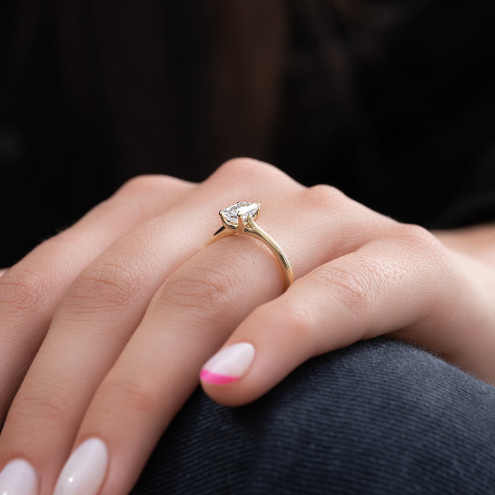 The Lacole Emerald Lab Diamond Moissanite Engagement Ring *Shown with 1 ct #material_gold