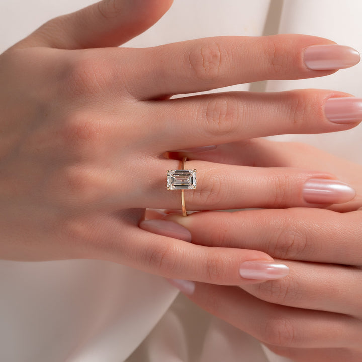 The Lacole Emerald Lab Diamond Moissanite Engagement Ring *Shown with 3 ct #material_gold