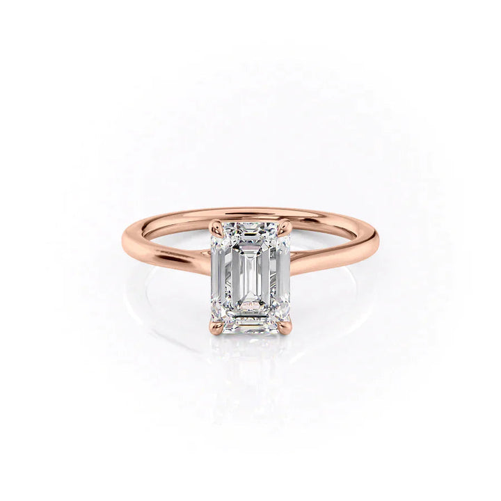 The Lacole Set With Emerald Solitaire Lab Diamond 1 Carat 14K Rose#material_rose