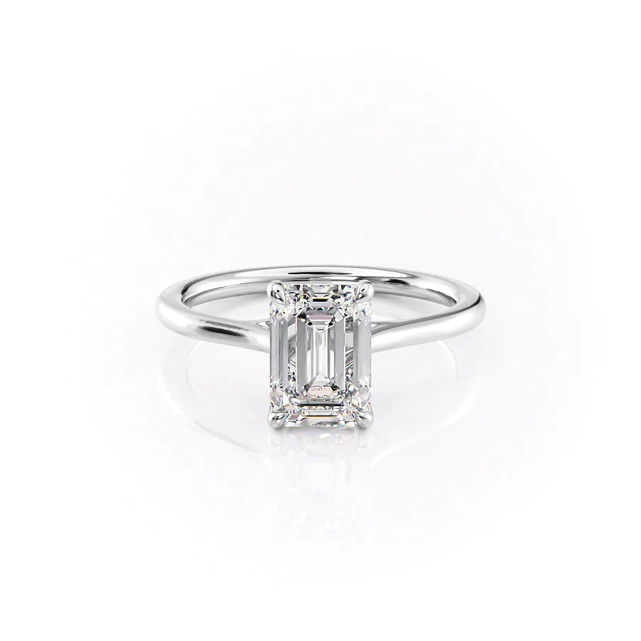 The Lacole Set With Emerald Solitaire Lab Diamond 1 Carat 14K White#material_white