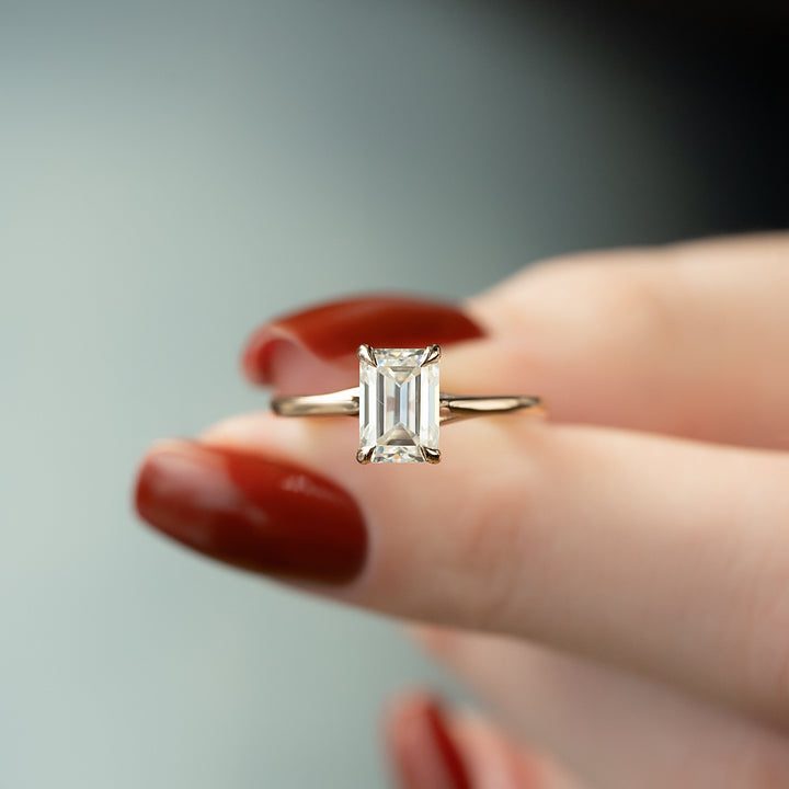 The Lacole Emerald Lab Diamond Moissanite Engagement Ring *Shown with 1.5 ct #material_rose