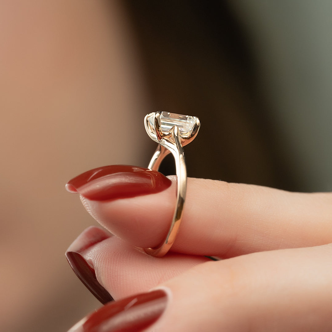The Lacole Emerald Lab Diamond Moissanite Engagement Ring