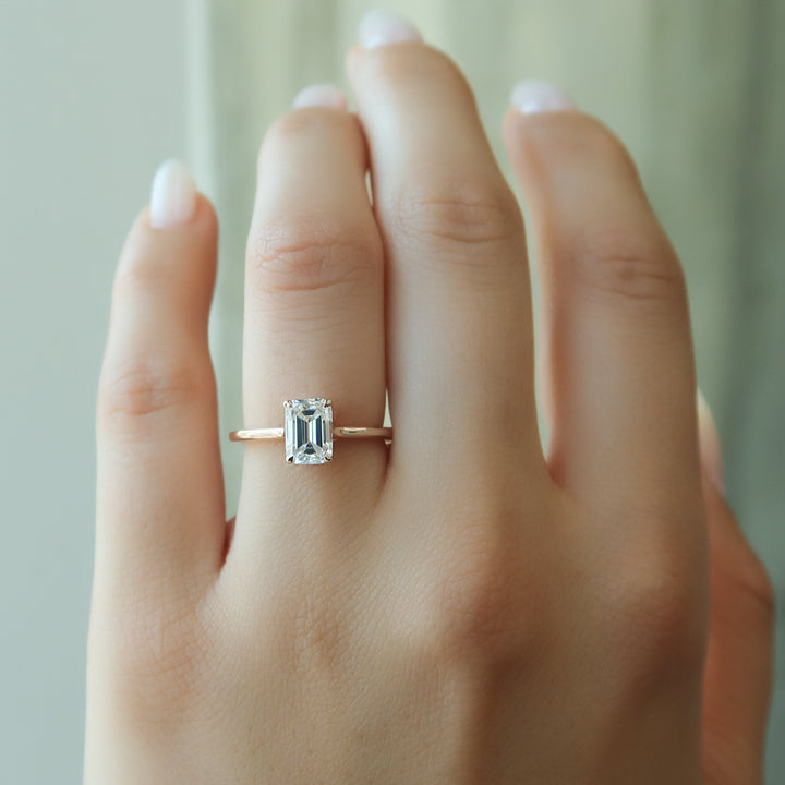 The Lacole Emerald Lab Diamond Moissanite Engagement Ring *Shown with 1 ct #material_rose