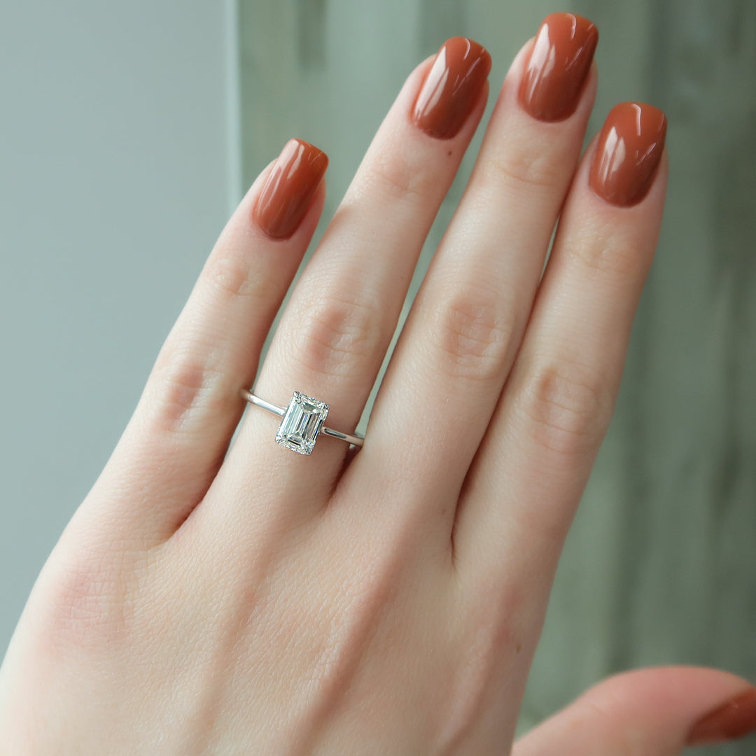 The Lacole Emerald Lab Diamond Moissanite Engagement Ring
