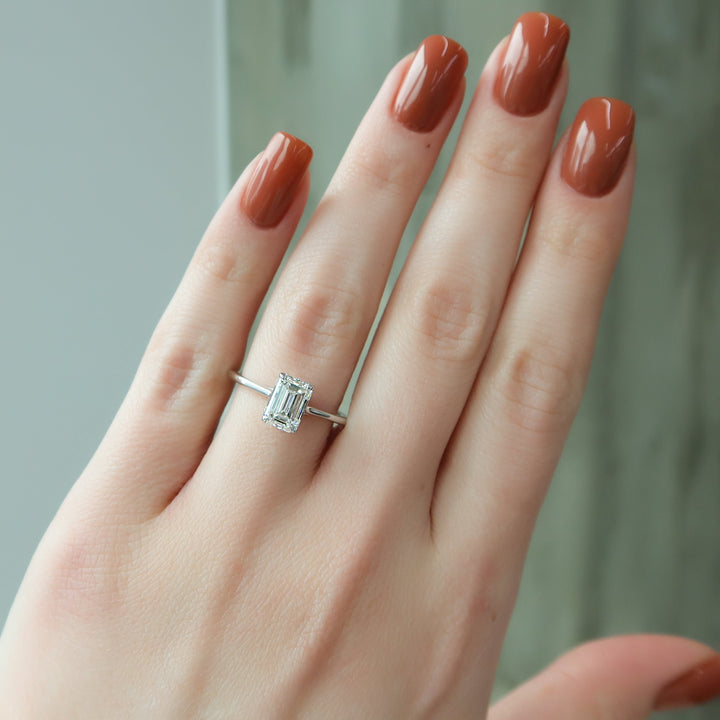 The Lacole Emerald Lab Diamond Moissanite Engagement Ring *Shown with 2 ct #material_white