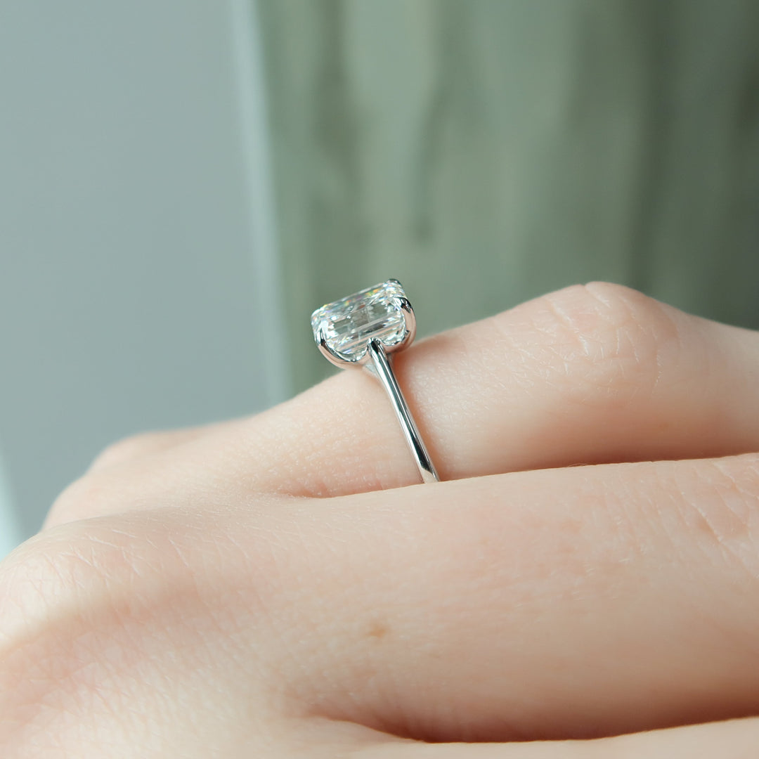 The Lacole Emerald Lab Diamond Moissanite Engagement Ring