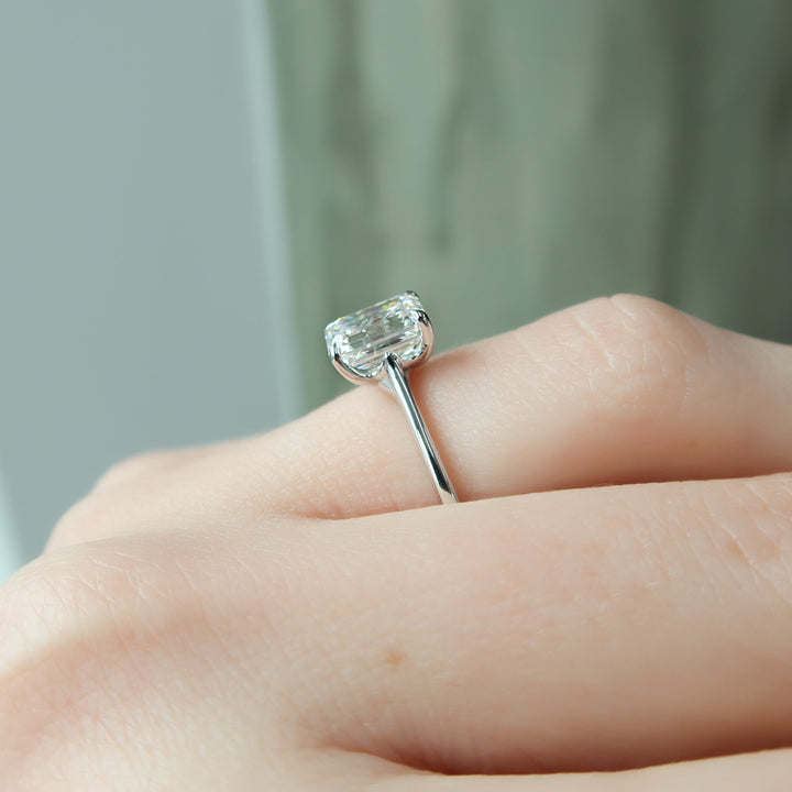 The Lacole Emerald Lab Diamond Moissanite Engagement Ring *Shown with 2 ct #material_white