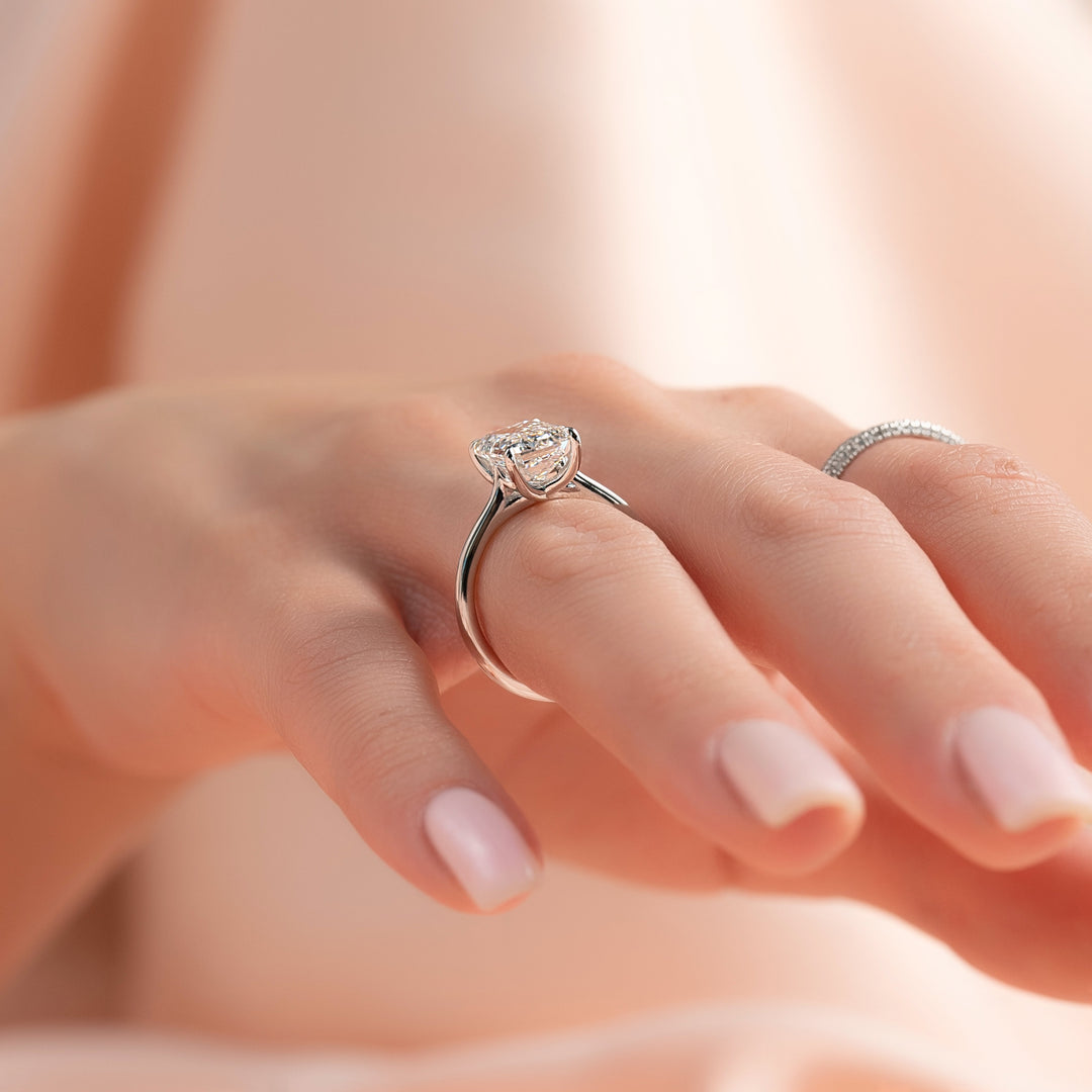 The Lacole Emerald Lab Diamond Moissanite Engagement Ring