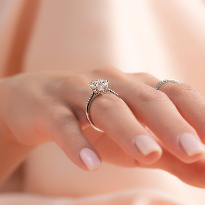 The Lacole Emerald Lab Diamond Moissanite Engagement Ring *Shown with 3.5 ct #material_white