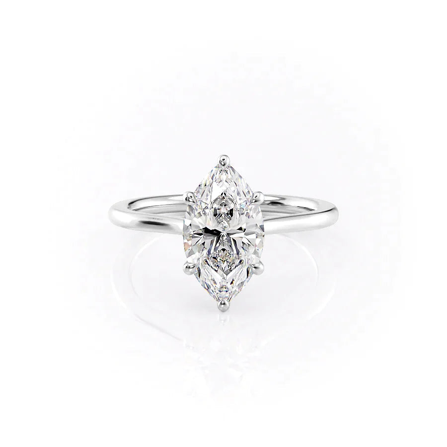 The Lacole Set With Marquise Solitaire Lab Diamond 1 Carat 14K White#material_14k-white