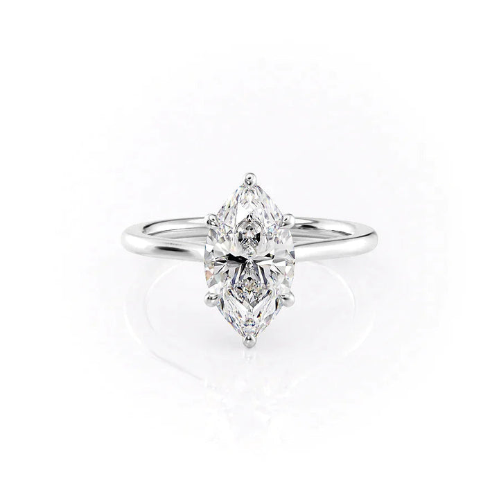 The Lacole Set With Marquise Solitaire Lab Diamond 1 Carat 18K White#material_18k-white