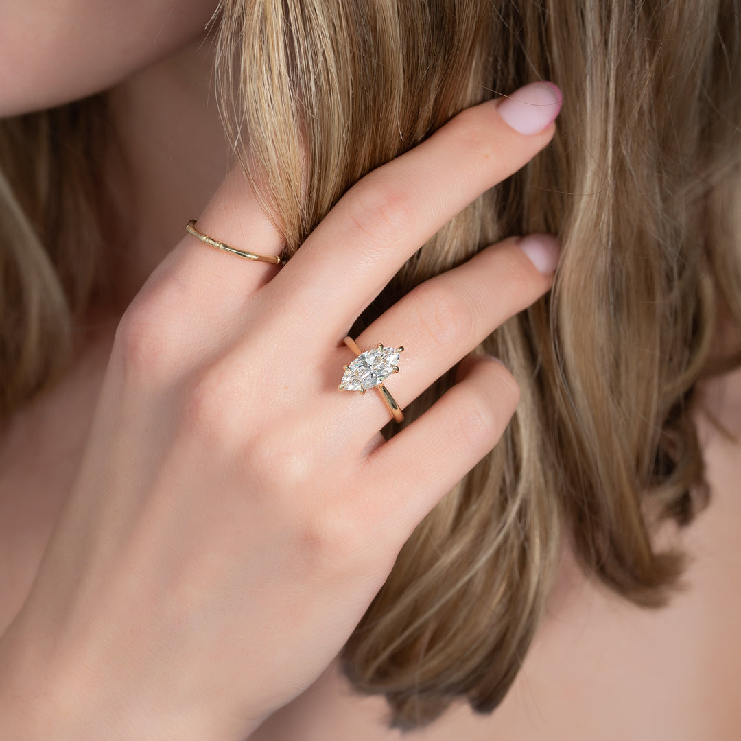 The Lacole Marquise Lab Diamond Moissanite Engagement Ring