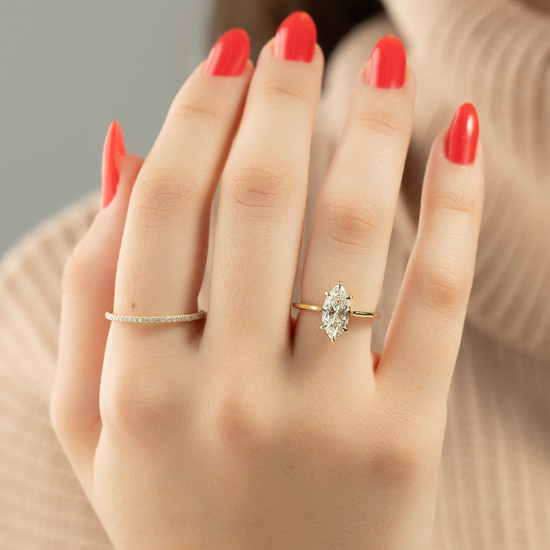The Lacole Marquise Lab Diamond Moissanite Engagement Ring