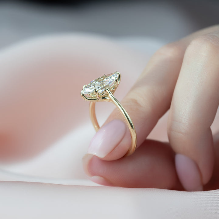 The Lacole Marquise Lab Diamond Moissanite Engagement Ring *Shown with 3 ct #material_gold