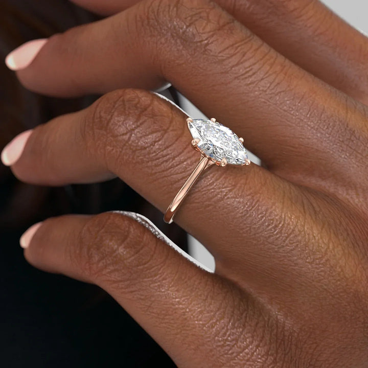 The Lacole Marquise Lab Diamond Moissanite Engagement Ring *Shown with 2 ct #material_rose