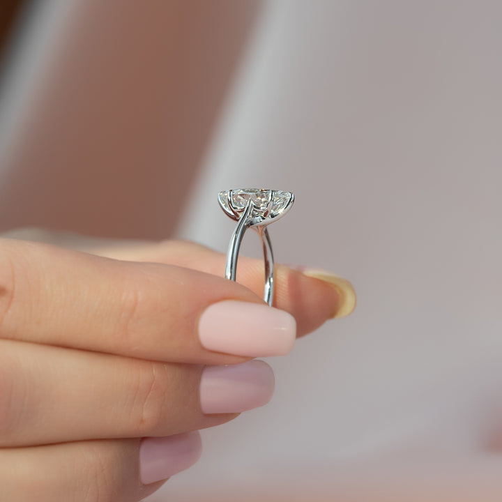 The Lacole Marquise Lab Diamond Moissanite Engagement Ring *Shown with 2 ct #material_white