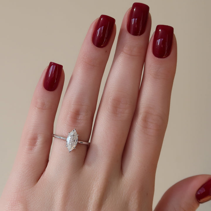The Lacole Marquise Lab Diamond Moissanite Engagement Ring *Shown with 1.5 ct #material_white