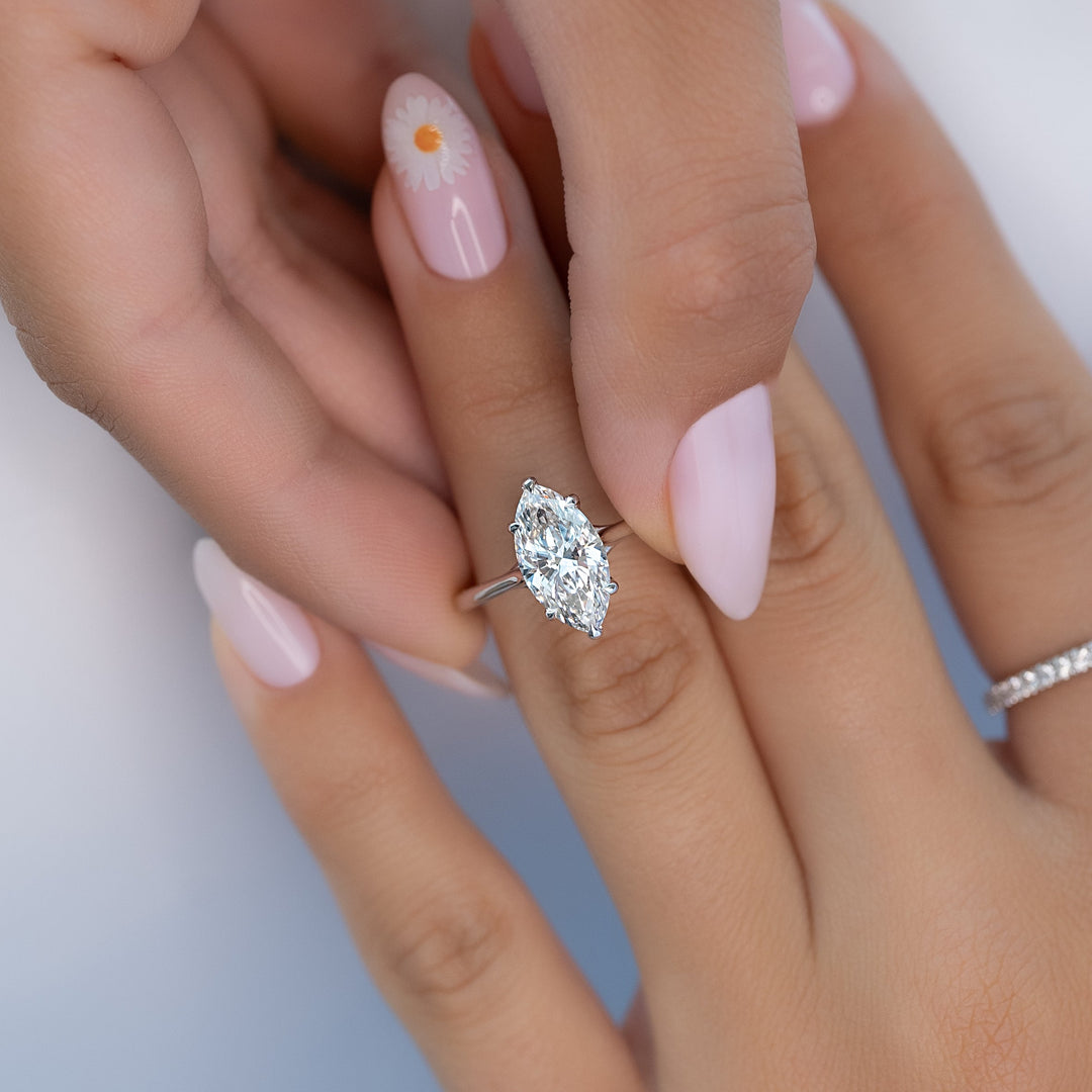 The Lacole Marquise Lab Diamond Moissanite Engagement Ring