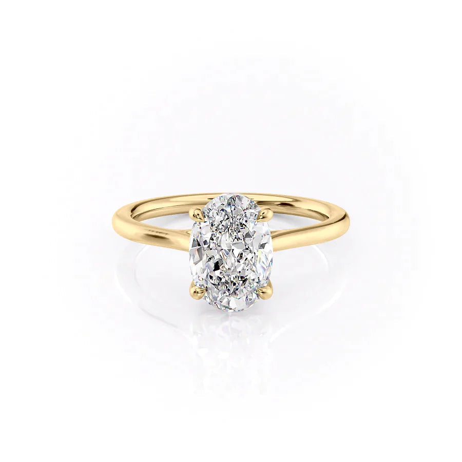 The Lacole Set With Oval Solitaire Lab Diamond 1 Carat 14K Gold#material_14k-gold