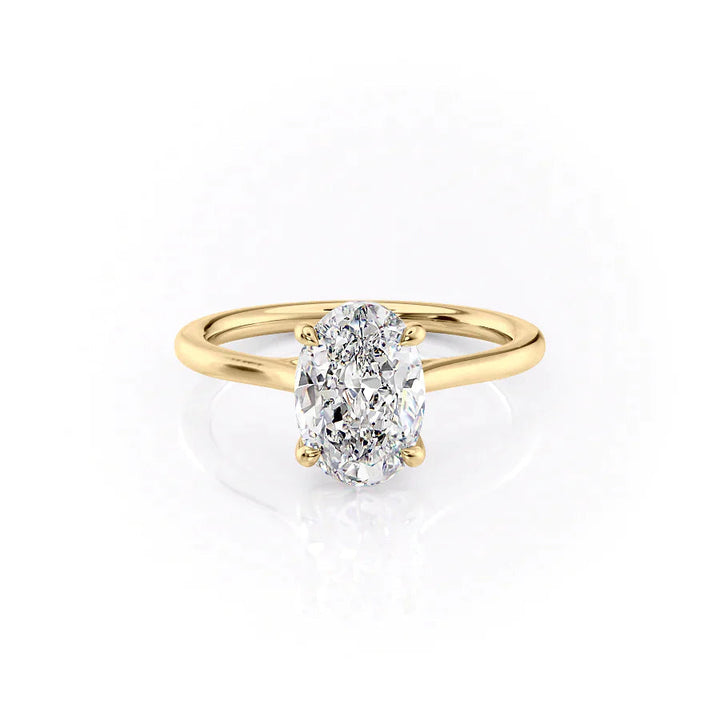 The Lacole Set With Oval Solitaire Lab Diamond 1 Carat 14K Gold#material_14k-gold