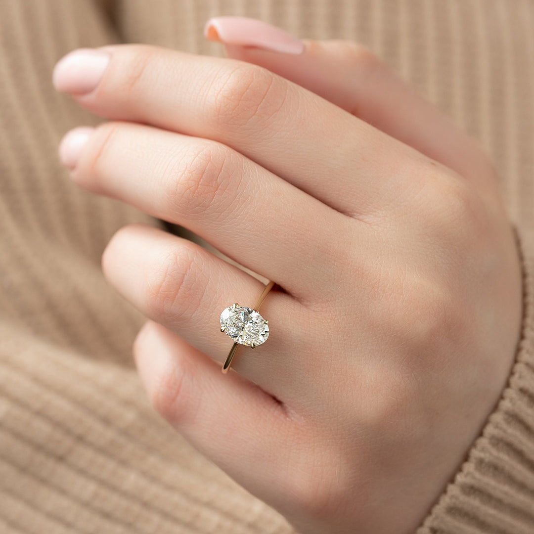 The Lacole Set With Oval Solitaire Moissanite#material_14k-gold