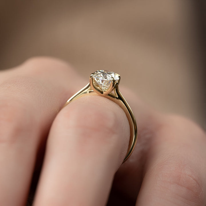 The Lacole Set With Oval Solitaire Moissanite#material_14k-gold