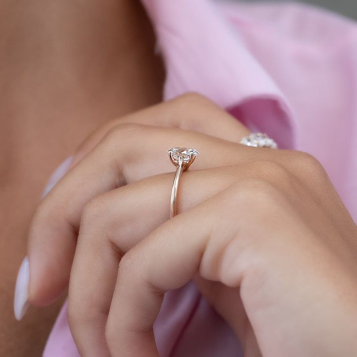 The Lacole Set With Oval Solitaire Lab Diamond 2.5 Carat 14K Rose#material_14k-rose