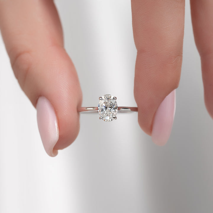 The Lacole Oval Lab Diamond Moissanite Engagement Ring *Shown with 1 ct #material_white