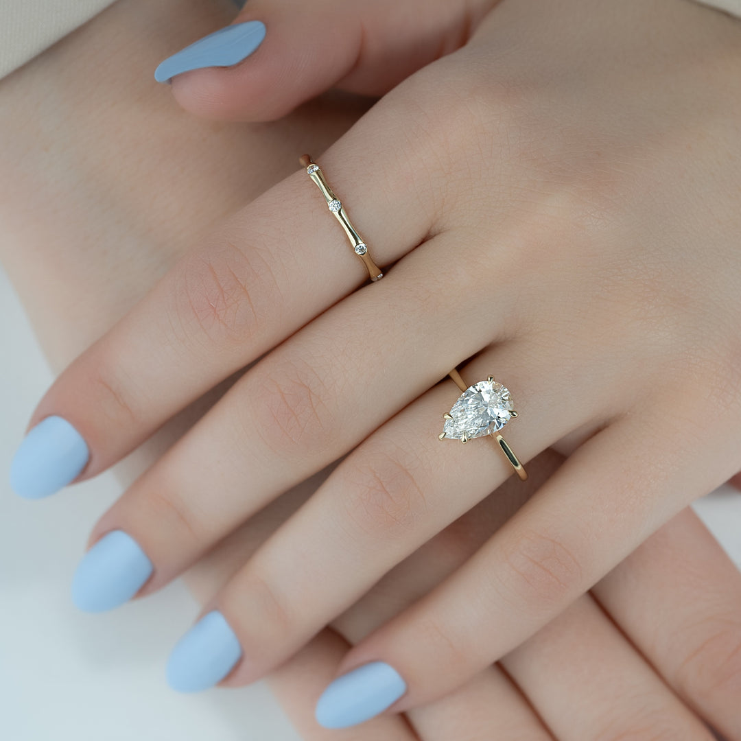 The Lacole Set With Pear Solitaire Moissanite#material_14k-gold