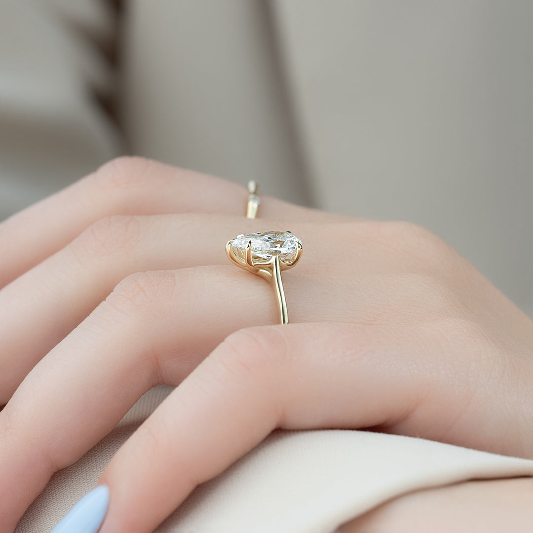 The Lacole Set With Pear Solitaire Lab Diamond 1 Carat 14K Gold#material_14k-gold