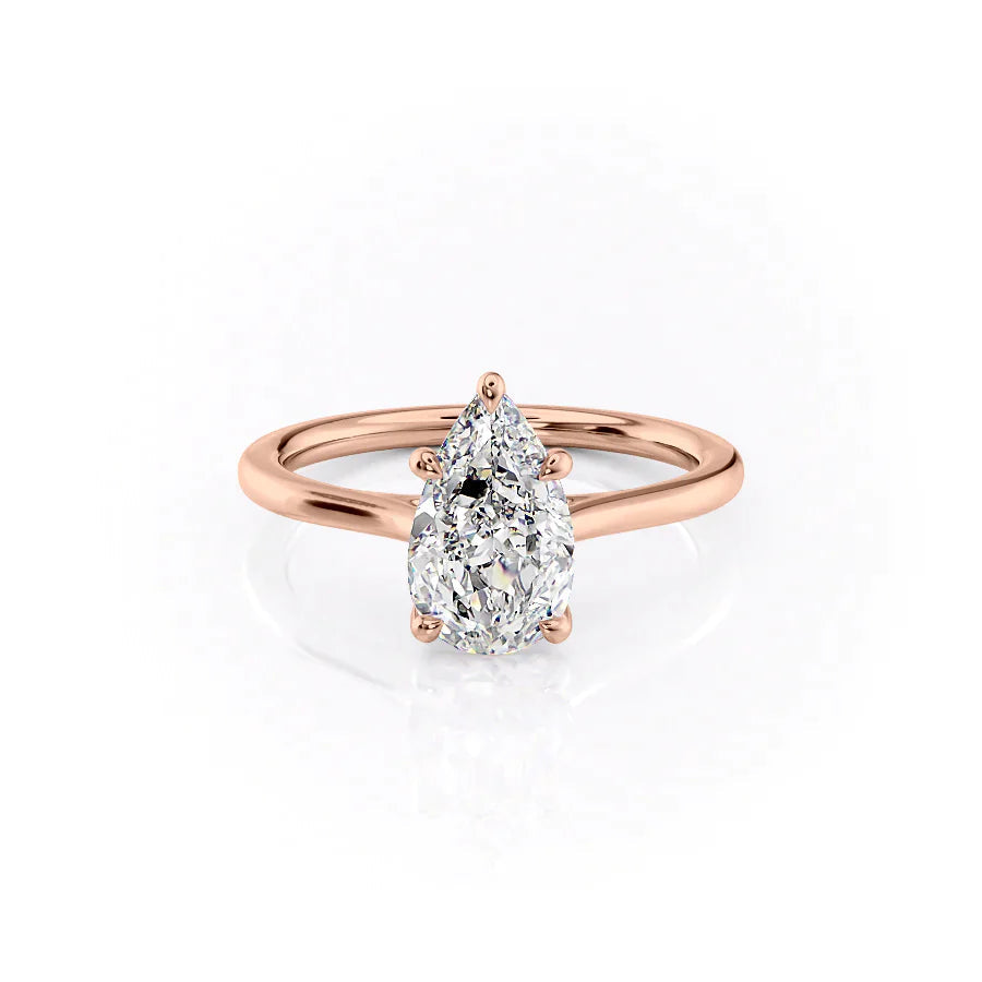 The Lacole Set With Pear Solitaire Lab Diamond 1 Carat 14K Rose#material_14k-rose