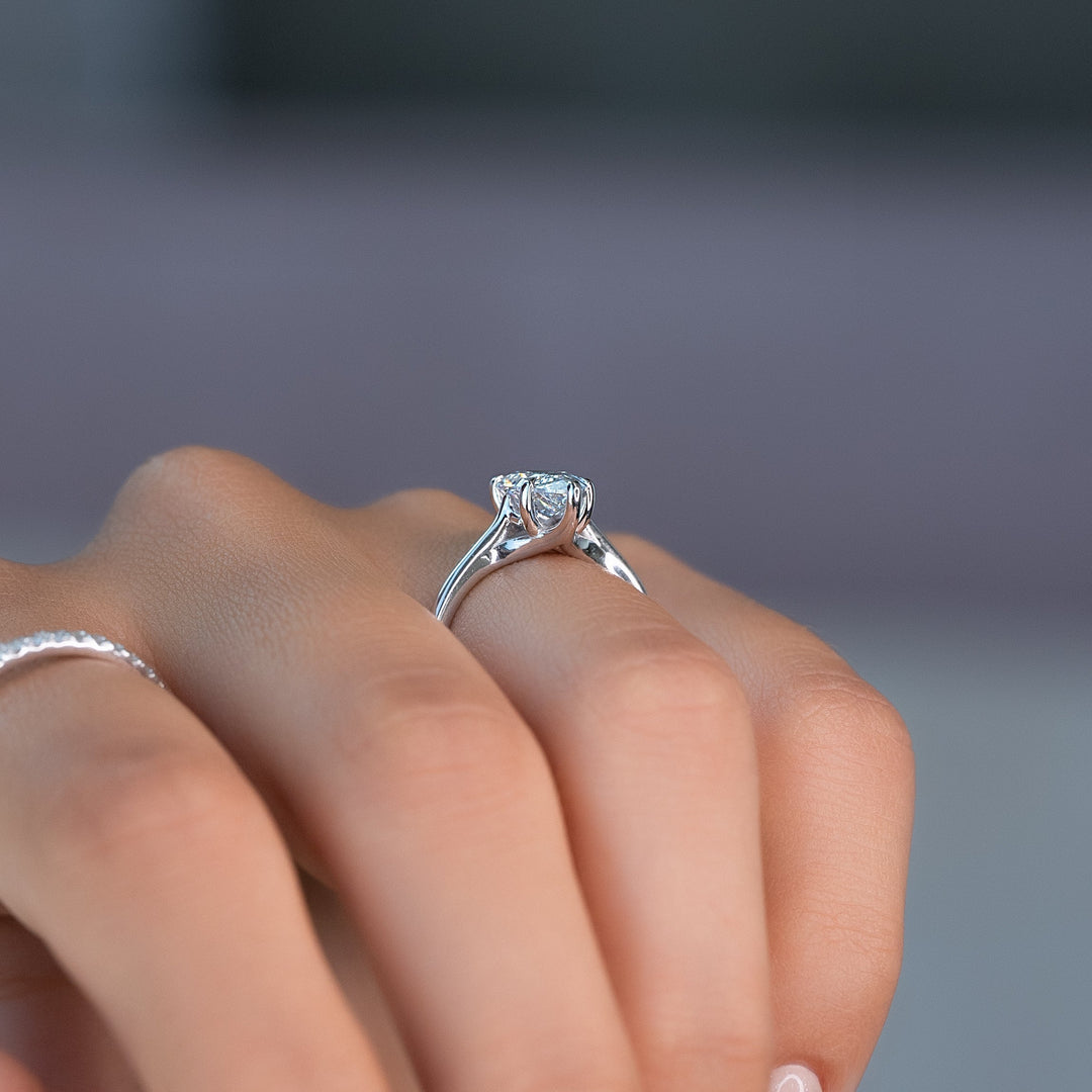 The Lacole Set With Pear Solitaire Moissanite#material_14k-white