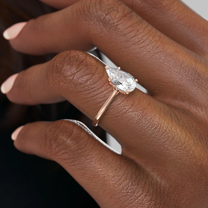 The Lacole Pear Lab Diamond Moissanite Engagement Ring *Shown with 2 ct #material_rose