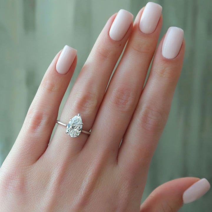 The Lacole Pear Lab Diamond Moissanite Engagement Ring *Shown with 2.5 ct #material_white