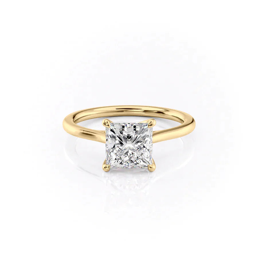 The Lacole Set With Princess Solitaire Lab Diamond 1 Carat 14K Gold#material_14k-gold