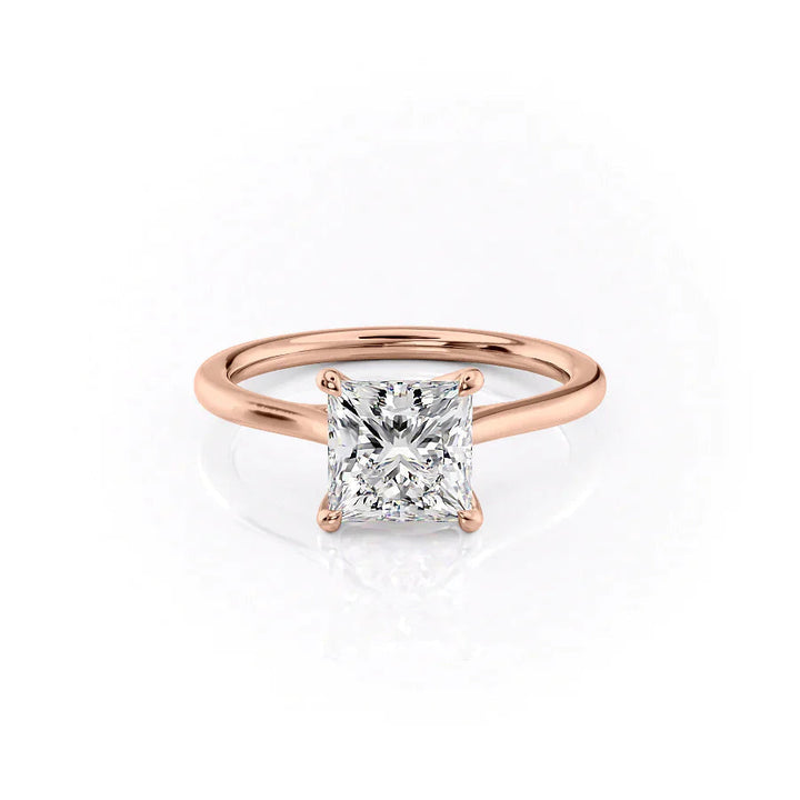 The Lacole Set With Princess Solitaire Moissanite#material_14k-rose