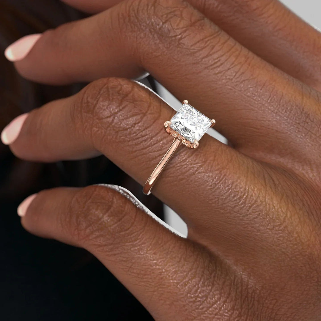 The Lacole Set With Princess Solitaire Moissanite#material_14k-rose