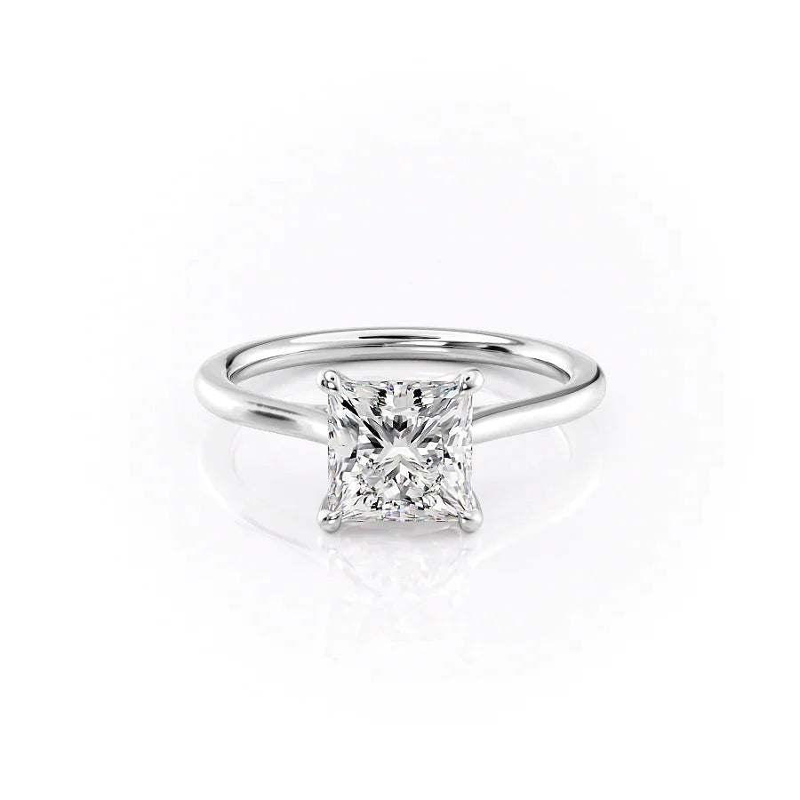 The Lacole Set With Princess Solitaire Lab Diamond 1 Carat 14K White#material_14k-white