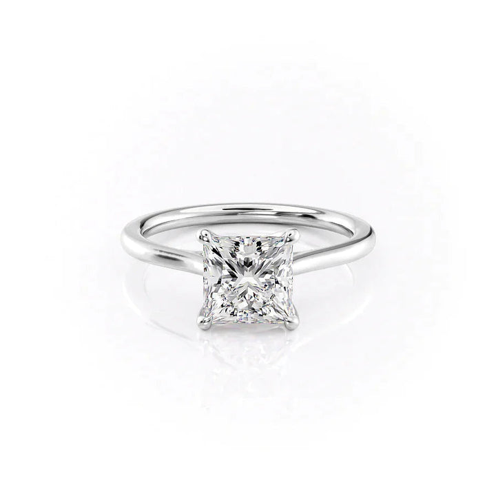 The Lacole Set With Princess Solitaire Moissanite#material_14k-white