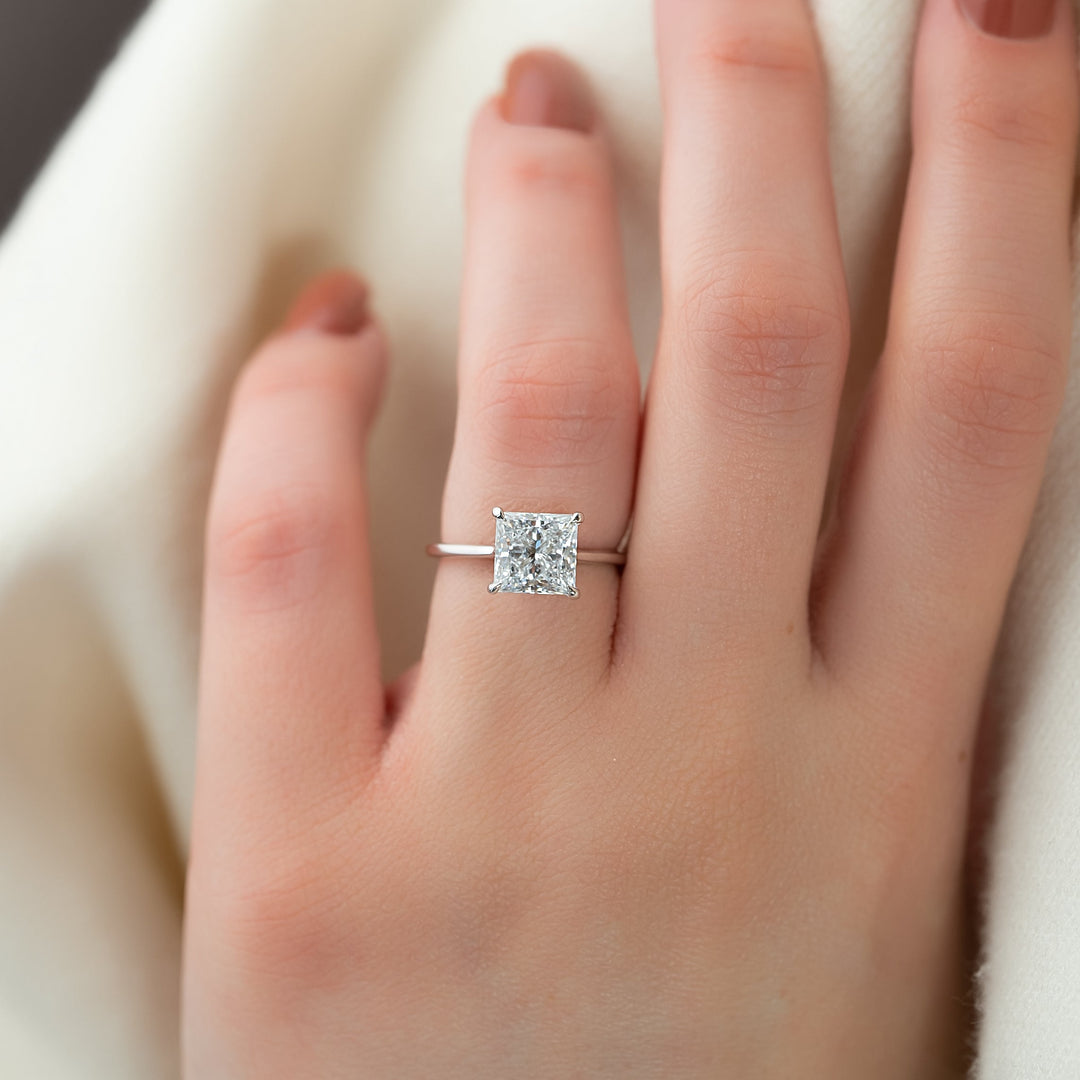 The Lacole Set With Princess Solitaire Lab Diamond 2 Carat 14K White#material_14k-white