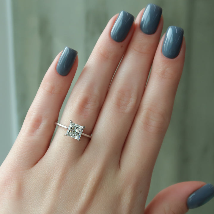 The Lacole Princess Lab Diamond Moissanite Engagement Ring *Shown with 2 ct #material_white